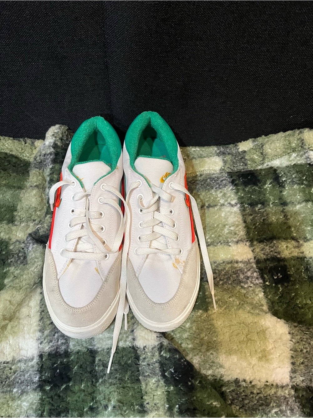 Kids White and Green Casual Sneakers